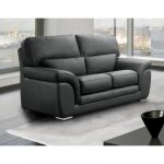 Cloe canap� fixe cuir vachette 2 places gris fonc�