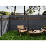 Clture  enterrer h 181 cm - kit 7 lames en composite avec dcor + 2 poteaux anthracite - enola