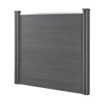 Clture de jardin brise - vue en bois composite wpc - neu. holz - 165x162cm - gris