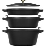 Cocotte ensemble de casseroles 3 - pcs fonte noire - staub
