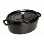 Cocotte en fonte �maill�e - staub - ovale 15 cm (060 l) - noir - tous feux (induction) - couvercle arrosage ...