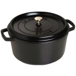 Cocotte fonte emaille ronde noir 34cm - 126l