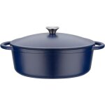 Cocotte fonte massive - gsw - blue magic - 33 x 25 cm - ovale - induction - bleu