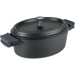 Cocotte en fonte ovale - lacor - 26 cm - noir - anti - adhsif - 3. 5 l - tous feux