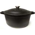 Cocotte en fonte ronde noir veohome - marmite compatible induction - faitout 6 litres - diamtre 28cm ...