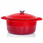 Cocotte en fonte ronde veohome - marmite compatible induction - faitout 6 litres - diamtre 28cm