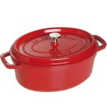 Cocotte ovale signature 27cm cerise - le creuset