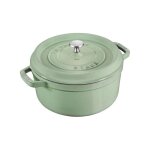Cocotte - staub - ronde 22 cm - vert clair - fonte - 26 litres