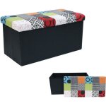 Coffre banc de rangement patchwork multicolore - 76x38x38 cm [r0291]