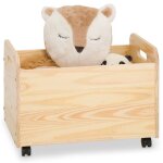 Coffre � jouets benjamin sur roulettes 60 x 43 x 40 cm en bois pour chambre denfant rangement montessori ...