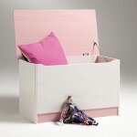 Coffre � jouets hannah pin massif blanc rose