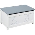 Coffre  jouets miffy pour enfant - meuble de rangement en bois 2 en 1 - blanc / motif lapin gris - ...