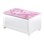 Coffre � jouets - roba - krone - banc de rangement multifonctionnel - fermeture douce - blanc / rose