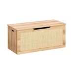 Coffre � jouets enfant d�cor bois et cannage boh�me
