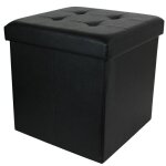 Coffre pouf décoratif 38x38x38 cm aspect matelassé collection chic noir Coffre pouf décoratif 38x38x38 cm aspect matelassé collection chic noir