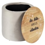 Coffre pouf enfant 30x33x50 cm la tte dans les etoiles gris clair