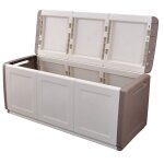 Coffre de rangement 330l beige / taupe 138 x 53 x h57cm poign�es de transport polypropyl�ne intec