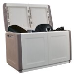 Coffre de rangement ext�rieur 230l malle de jardin beige / taupe 96 x 53 x h57cm poign�es de transport ...