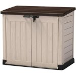 Coffre de rangement extrieur keter en rsine 1200 litres beige et marron - range poubelles ou vlo