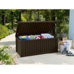 Coffre de rangement extrieur - keter - rockwood deck - 570 l - brun fonc - plastique