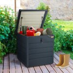 Idmarket coffre de rangement m�tal verrouillable gris anthracite pour jardin 200l 68x625x63 cm