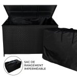 Coffre de rangement noir en rotin ext�rieur pour coussins - 582l 80x138x70cm