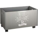 Coffre de rangement  roulettes gris en mdf - dim : l48x l30 x h28 cm