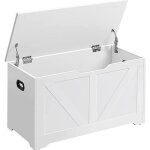 Coffre de rangement - vasagle - imitation grange - 40 x 80 x 46 cm - blanc