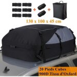 Sac de toit voiture - tooluck - 580l - coffre toit pliable - 900d tissu doxford - 8 sangles - impermable ...