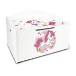 Coffre xl  jouets blanc en bois lovely licorne