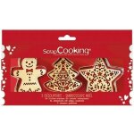 Coffret de 3 dcoupoirs et embosseurs bois - scrapcooking - nol (bonhomme de pain dpice sapin et toile) ...