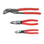 Coffret 3 pinces knipex - cobra 250mm coupante 160mm universelle 180mm - rouge