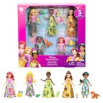 Coffret de 5 mini - poupes - mattel - princesses disney - 5 figurines damis - jupe ou pantalon amovible ...