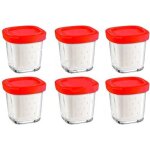 Coffret de 6 pots avec �goutoir delices box pour yaourti�re seb xf100501 - rouge