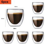 Tasse � caf� / expresso - verre - set de 6 - 80ml - double paroi - contemporain