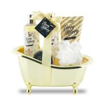 Coffret de bain - verry merry - baignoire dore - vanille - gel douche 265ml - sels de bain 80g