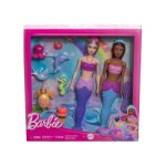 Coffret barbie 2 poupes sirne + 8 animaux marins + 2 accessoires - poupe mannequin - set 12 pieces ...