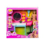 Coffret barbie salon de coiffure + poupe mannequin + 16 accessoires - set coiffeur et 1 carte tigre ...
