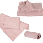 Coffret bb bio lil planet - roba - linge de lit + drap housse + couverture - rose