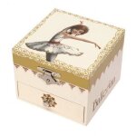 Coffret � bijoux musical - gaumont - ballerina - rose - bois - 13x10x10 cm
