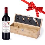 Coffret bouteille de vin personnalisable mabouteille - kit sommelier 4 accessoires + vin bordeaux suprieur ...