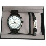 Coffret box ide cadeau homme montre + bracelet cordon trss noir luxe ancre