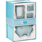Coffret cadeau b�b� gar�on ma premier tirelire et cadre photo en c�ramique bleu clair