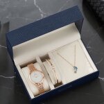 Coffret cadeau montre femme + bracelet + collier bijoux femme or rose