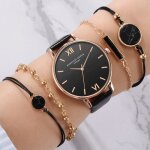 Montre femme + bracelet femme - festivus - quartz - etanche 3 atm - noir - cuir