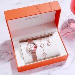 Coffret cadeau montre femme fille - parure de luxe - tr�fle - montre � quartz - collier bracelet - �tanche ...