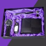 Coffret cadeau montre homme portefeuille cuir boutons porte - cls stylo noire ensemble bote lot de ...