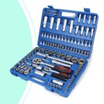 Coffret cl� � cliquet et embouts jeu de cl�s � douille avec une mallette bleue 108 pi�ces dimensions: ...