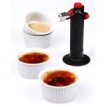 Coffret crme brle - secret de gourmet - 5 pices - chalumeau et ramequins en cramique blanche