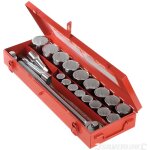 Coffret douilles poids lourds 3 / 4 pouce mtriques - silverline - avec poigne en t coulissante et 17 ...